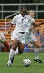 Junior Kia McNeil scored twice in the 3-0 win over Boston University.
