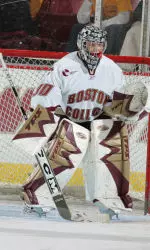 Freshman Molly Schaus made 32 saves in net for the Eagles against Mercyhurst on Friday afternoon.