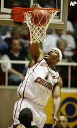 Boston College's Craig Smith slam dunks against Pacific, in the first half of a NCAA first round basketball game in Salt Lake City, Utah, Thursday, March 16, 2006.(AP Photo/Steve C Wilson)