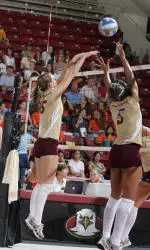 Junior Kelsey Johnson registers 17 kills but the Eagles fall short in season opener