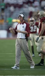 BC Coach Tom O'Brien is one win away from the school record for wins.