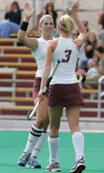 Lauren Parks and Brenna Leahy congratulate each other