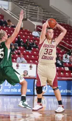 Freshman Stefanie Murphy finished with 26 points and 16 rebounds in a 53-51 victory over Delaware.