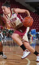 Freshman Jaclyn Thoman had a career-high 11 assists in a 66-60 victory over La Salle.