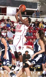 Junior Brittanny Johnson had five assists and six points in the 78-73 victory over Northeastern.