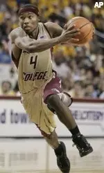 Tyrese Rice takes the ball to the hoop during the second half.