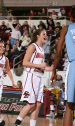 Freshman Ayla Brown had 15 points in the 67-52 loss to Virginia Tech.