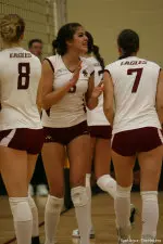 Jordan Meredith registered eight kills to lead the Eagles.