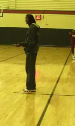 Head Coach Sylvia Crawley worked the sideline during the scrimmage on Wed. afternoon.