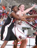 Carolyn Swords had 33 points and 15 rebounds in the victory over Holy Cross.
