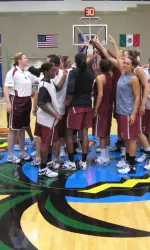 The team during shoot around on Thanksgiving morning.