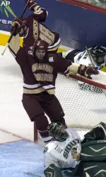 Senior Andrew Orpik scored twice - the first multiple-goal game of his collegiate career - to lead BC to a 5-1 victory over Harvard on Friday, Nov. 28.