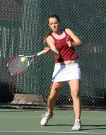 Katharine Attwell collected a win in singles and doubles play against Maryland.