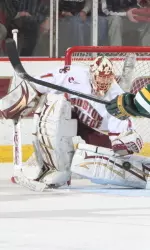 Freshman John Muse earned All-Tournament honors after going 4-0 with a 1.28 goals against average and a .959 save percentage in the four-game league playoff