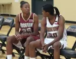 Sophomore Lauren Whitehurst and freshman Jasmine Gill wait in between shots during BC Media Day.