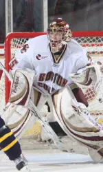 Freshman goaltender Parker Milner made 15 saves to earn the win in his collegiate debut.