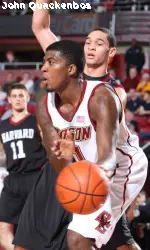 Corey Raji registered 11 points and 11 rebounds in a 74-67 loss to Harvard.