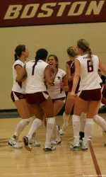 Jordan Meredith helped lead BC past Seton Hall in five sets.