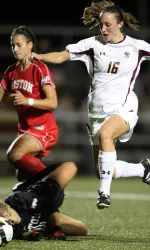 Brooke Knowlton almost scored as a diving BU goalkeeper deflected her shot wide.