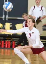 Kristen Baader led the Eagles with 15 digs against Maryland.