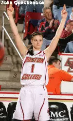 Ayla Brown celebrates the BC victory over Maryland.