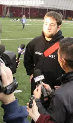 Matt Tennant talks to the press after BC's Pro Day.