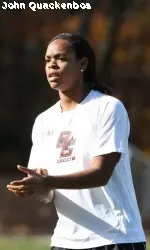 Kia McNeill was on the women's soccer staff in 2009 at BC. She is now a defender for the Atlanta Beat.