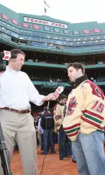Junior Joe Whitney, captain elect of the 2010-11 BC hockey team, fields questions from John Carter of the Red Sox organization.