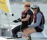 Annie Haeger and Emily Massa compete in the team competition at the National Championships in Wisconsin.