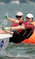 Annie Haeger (left) is a finalist for Sailor of the Year. Here she is with teammate Briana Provancha.