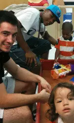 Five men's basketball players visited Franciscan Hospital in Brighton on July 7, 2010.