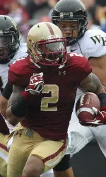 Senior tailback Montel Harris carried the ball 22 times for 108 yards, recording the 22nd 100-yard rushing game of his career and ending the day with 3,734 career yards, a BC record.