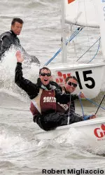 The sailors begin to celebrate the victory.