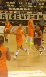 Kristen Doherty goes to cover a player on the inbounds pass.