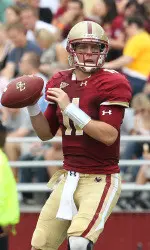 Chase Rettig completed 14-of-22 passing attempts for 196 yards and three touchdowns in a 45-17 win over UMass in Alumni Stadium on Saturday.