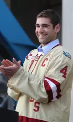 Senior captain Tommy Cross and the Eagles matched a school record with 33 victories in 2011-12.