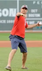 Frates threw out the first pitch at Fenway Park for the Red Sox ALS Game.