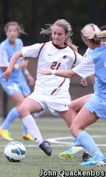 Senior Kate McCarthy battles in a tough 1-0 loss to UNC Sunday afternoon.