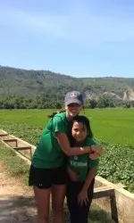 Lombard with one of her students.