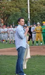 In 2012, Cherington presented Pete Frates with a No. 3 Red Sox jersey at the Oldtime Baseball Game.