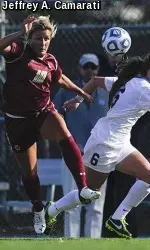 Gibby Wagner fights for a ball in the 1-0 loss to North Carolina on Sunday afternoon.