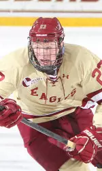 Junior Patrick Brown scored the decisive goal in Saturday's 4-1 series-clinching win over Vermont at Kelley Rink.