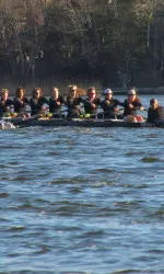 Boston College competes on the Narrow River in Kingston, R.I., on March 30, 2013.