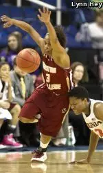 Tessah Holt hustling for a loose ball in the win over UVA on Thursday night.
