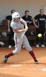 Speer matched Cara Blumfield's mark of 14 home runs in a season set in 2001.