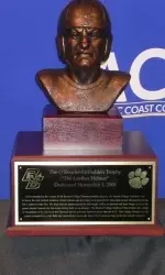 The winner of the BC-Clemson game receives the O'Rourke-McFadden Trophy, presented by the BC Gridiron Club.