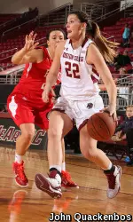 Sophomore Emilee Daley hit three three's off the bench for the Eagles in the win over BU Thursday night.