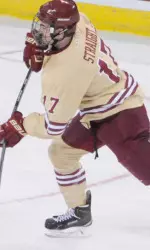 Senior Destry Straight polished off a two-goal, one-assist performance in Saturday's 4-1 win over Maine