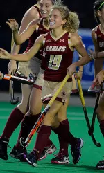 Kelcie Hromisin scored both of the Eagles' goals vs. Syracuse