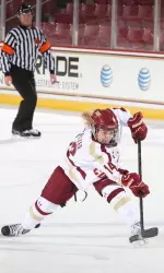 Emily Pfalzer scored on goal and added two assists in the 5-1 victory over BU.